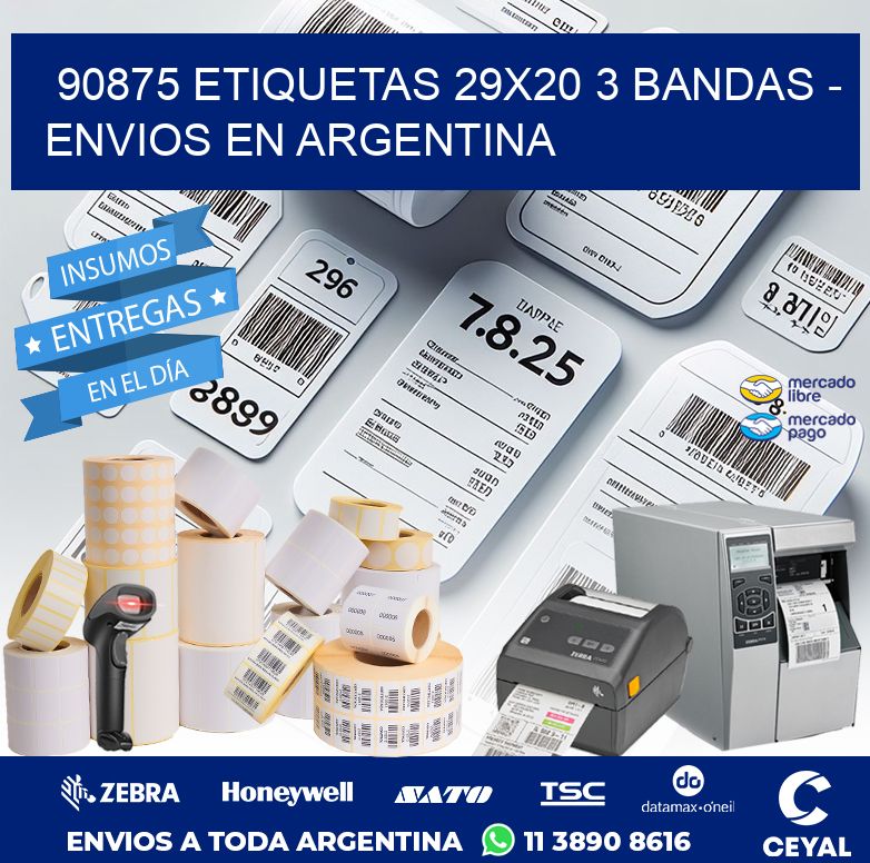 90875 ETIQUETAS 29X20 3 BANDAS - ENVIOS EN ARGENTINA