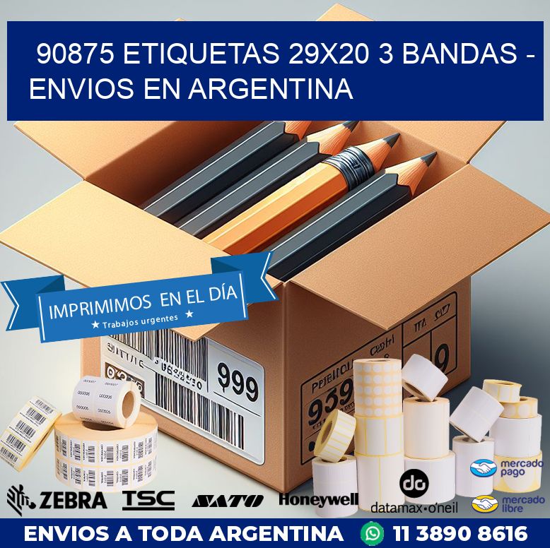 90875 ETIQUETAS 29X20 3 BANDAS - ENVIOS EN ARGENTINA