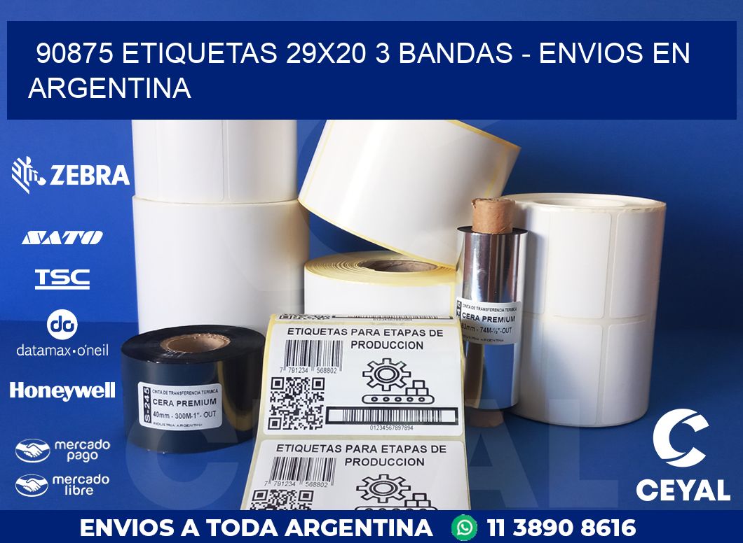 90875 ETIQUETAS 29X20 3 BANDAS – ENVIOS EN ARGENTINA