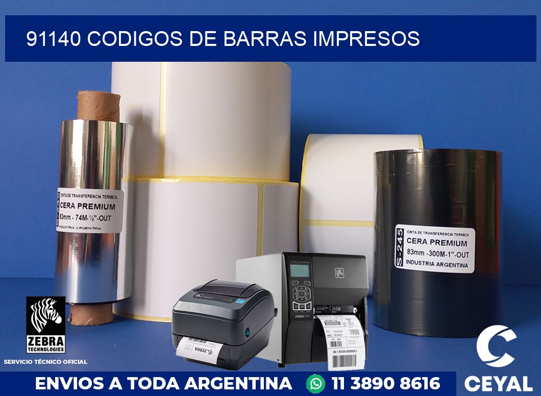 91140 codigos de barras impresos