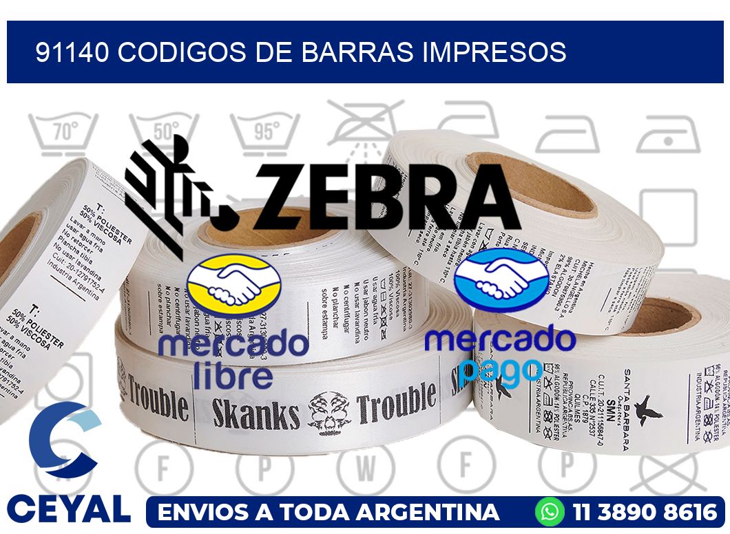 91140 codigos de barras impresos