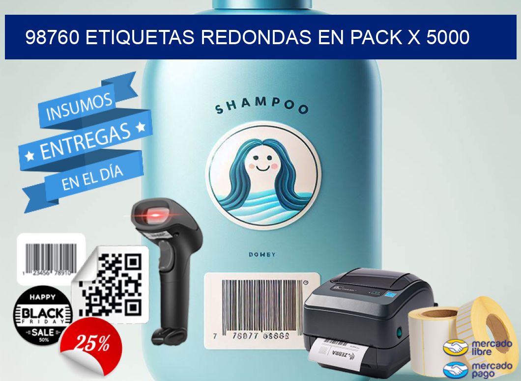 98760 ETIQUETAS REDONDAS EN PACK X 5000