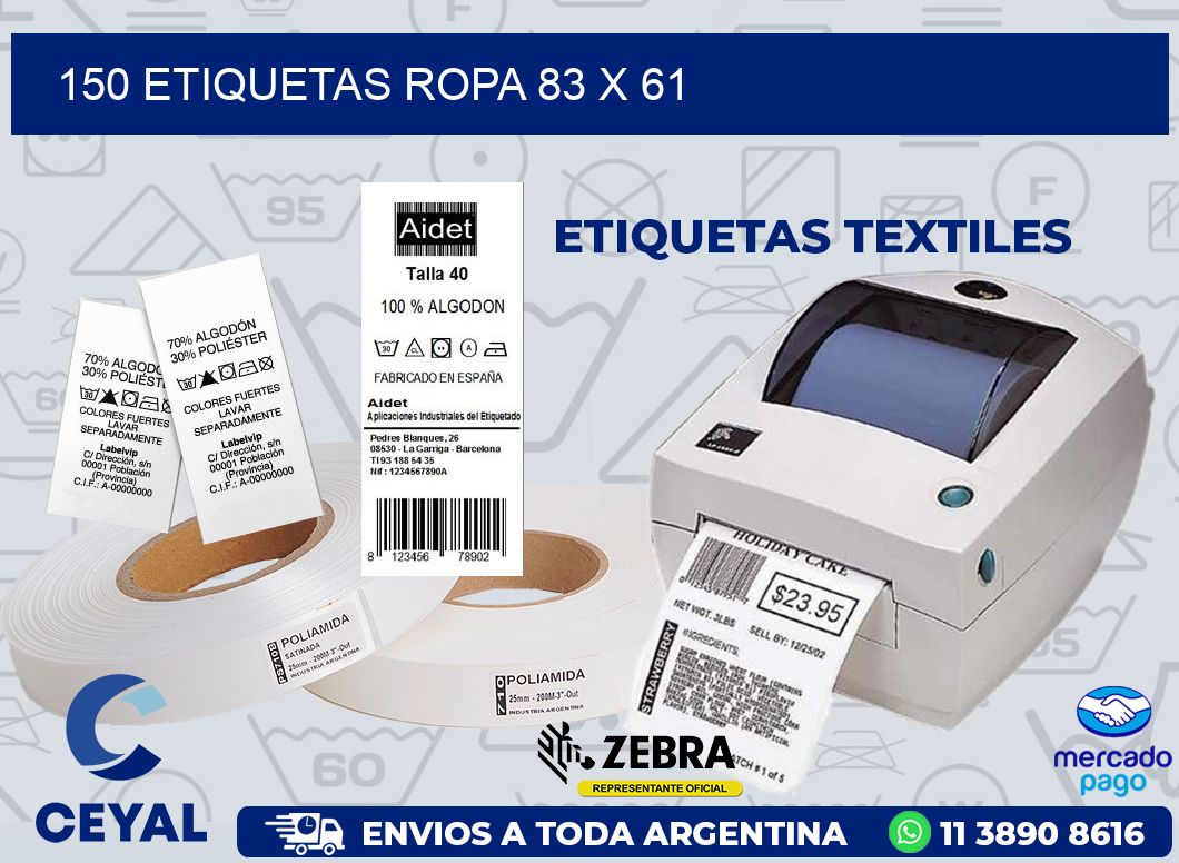 150 ETIQUETAS ROPA 83 x 61
