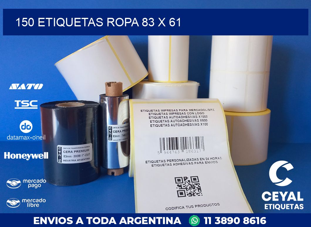 150 ETIQUETAS ROPA 83 x 61