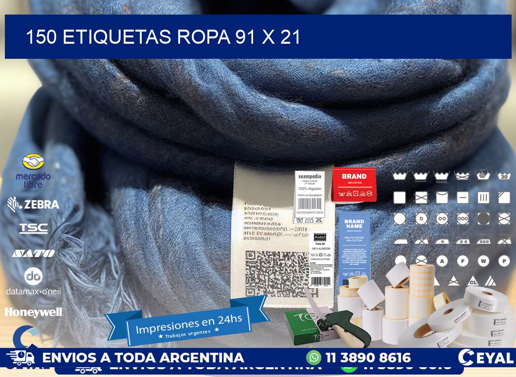 150 ETIQUETAS ROPA 91 x 21