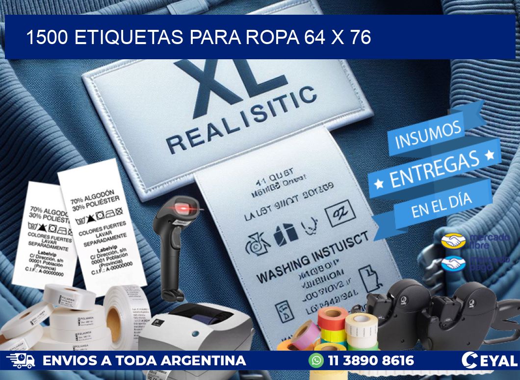 1500 ETIQUETAS PARA ROPA 64 x 76