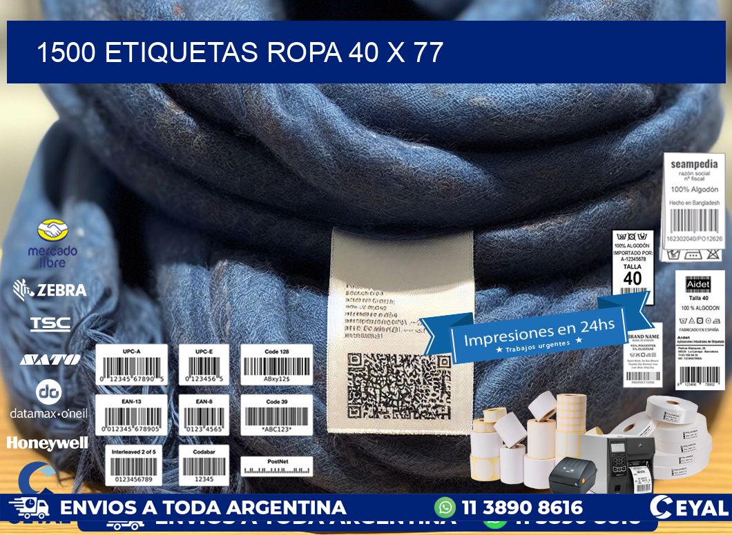 1500 ETIQUETAS ROPA 40 x 77
