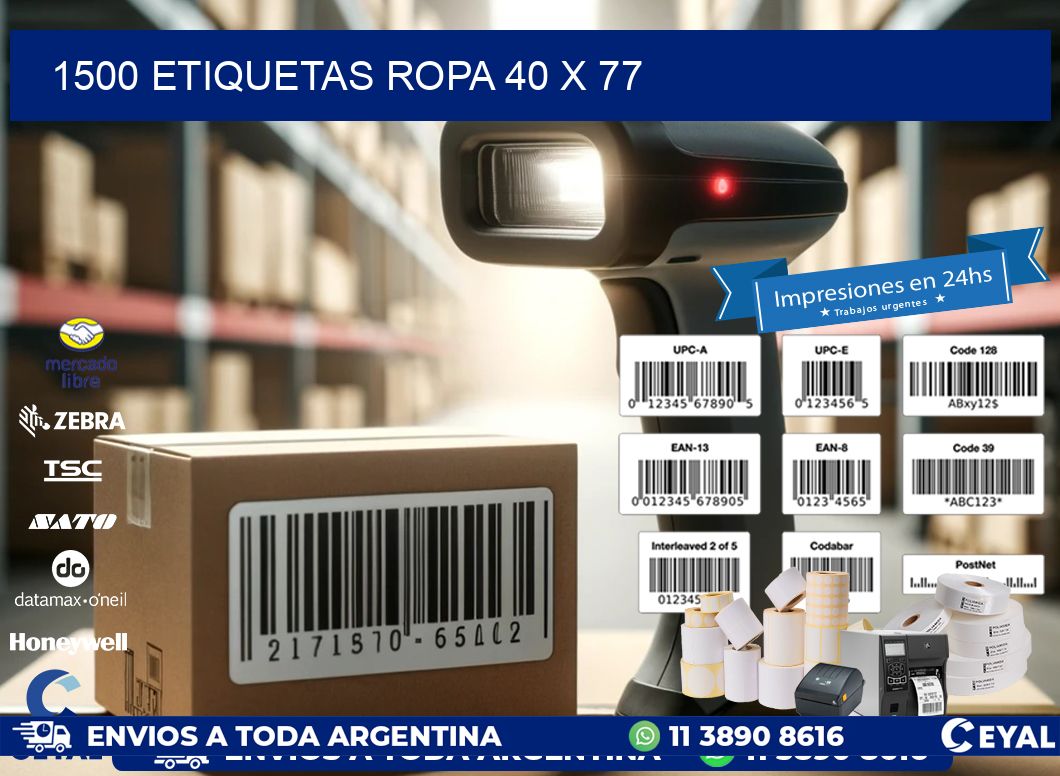 1500 ETIQUETAS ROPA 40 x 77
