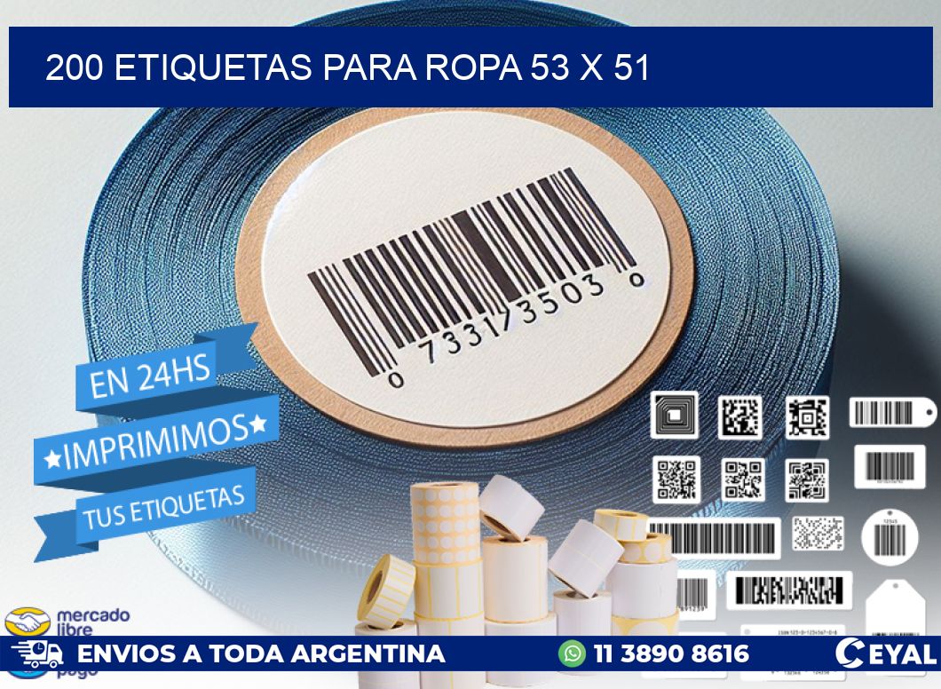 200 ETIQUETAS PARA ROPA 53 x 51