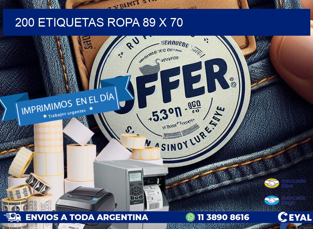 200 ETIQUETAS ROPA 89 x 70