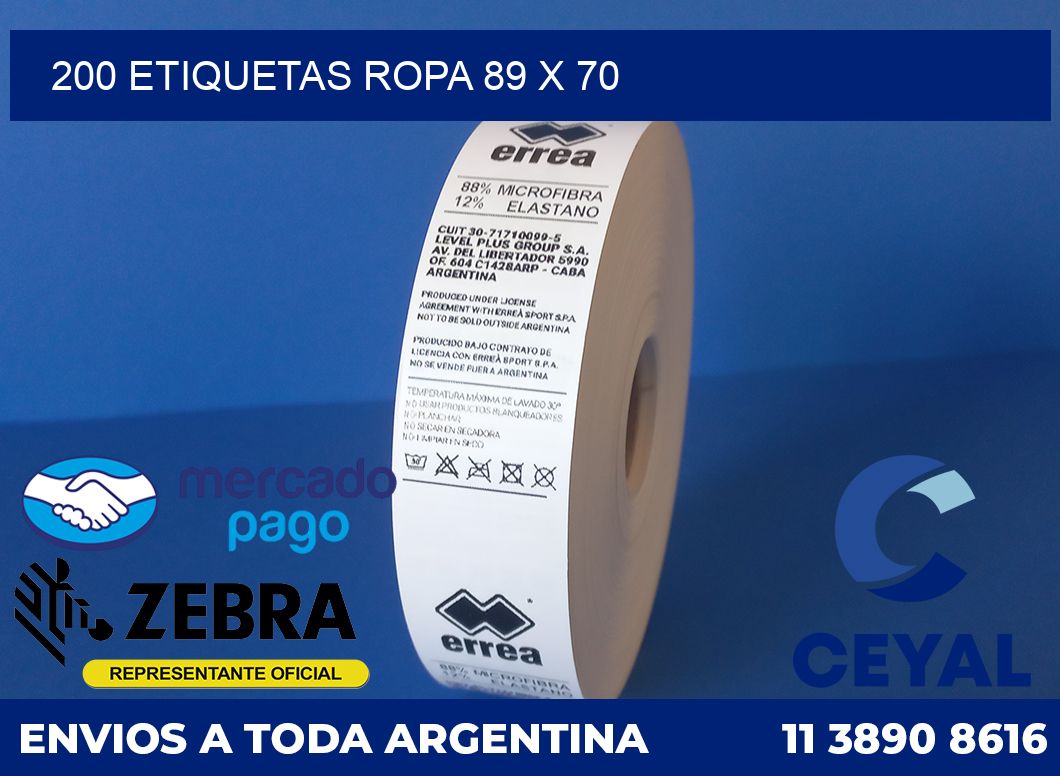 200 ETIQUETAS ROPA 89 x 70