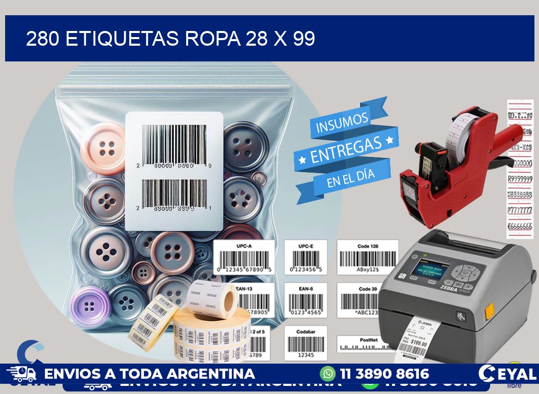 280 ETIQUETAS ROPA 28 x 99