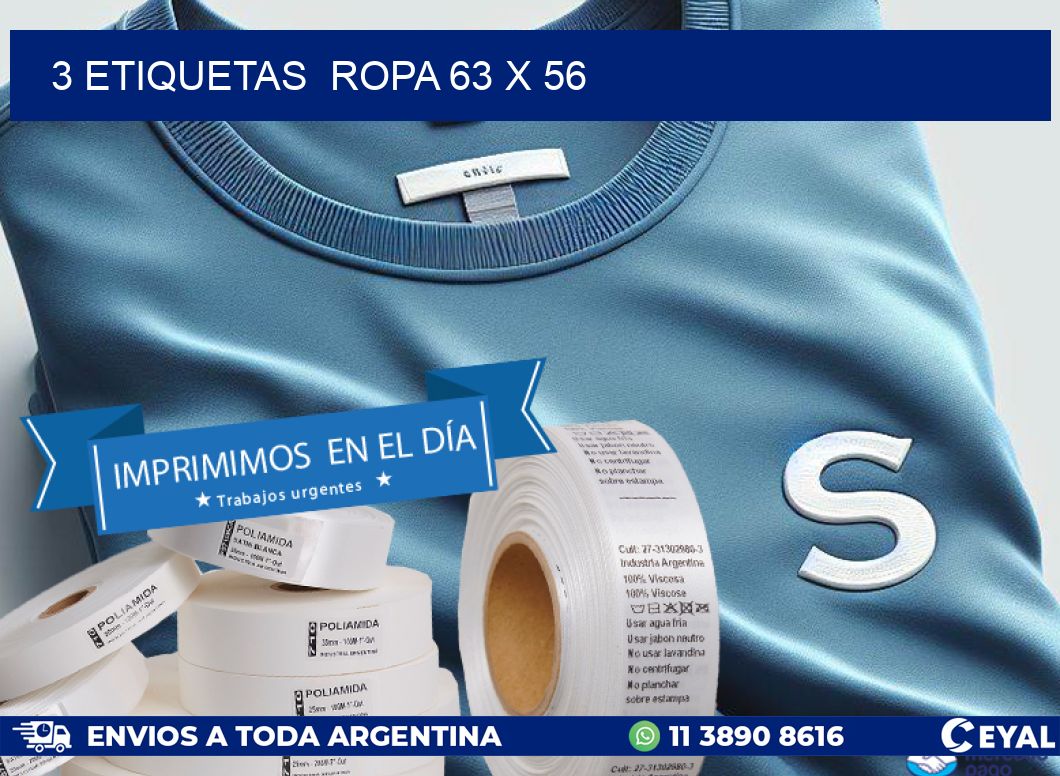 3 ETIQUETAS  ROPA 63 x 56