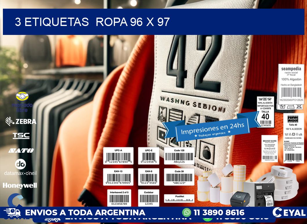 3 ETIQUETAS  ROPA 96 x 97