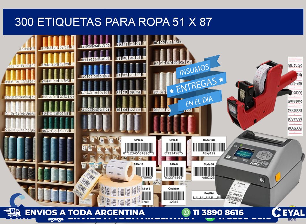 300 ETIQUETAS PARA ROPA 51 x 87