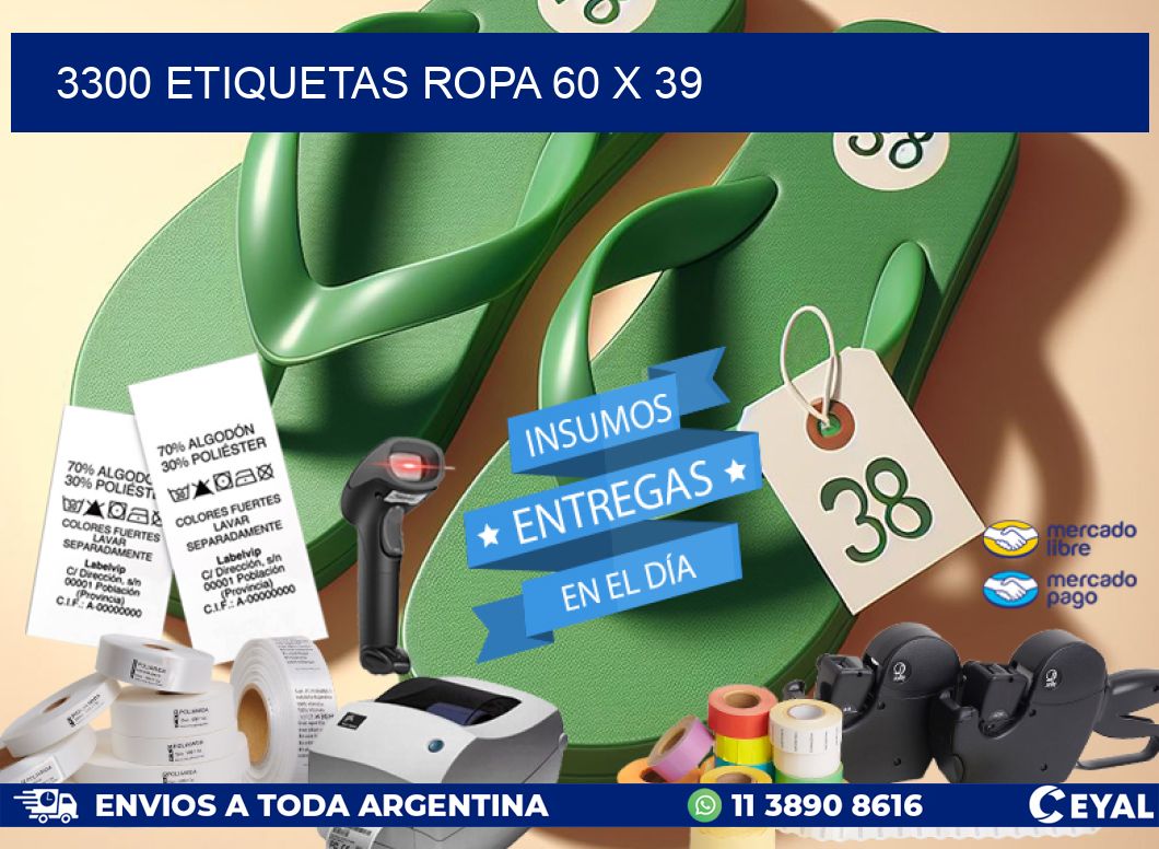 3300 ETIQUETAS ROPA 60 x 39