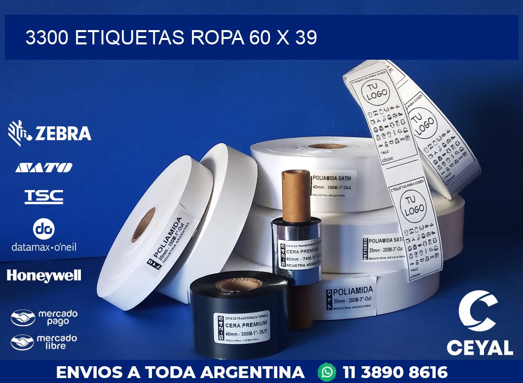3300 ETIQUETAS ROPA 60 x 39