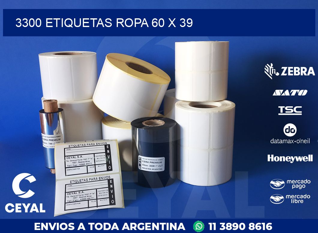 3300 ETIQUETAS ROPA 60 x 39