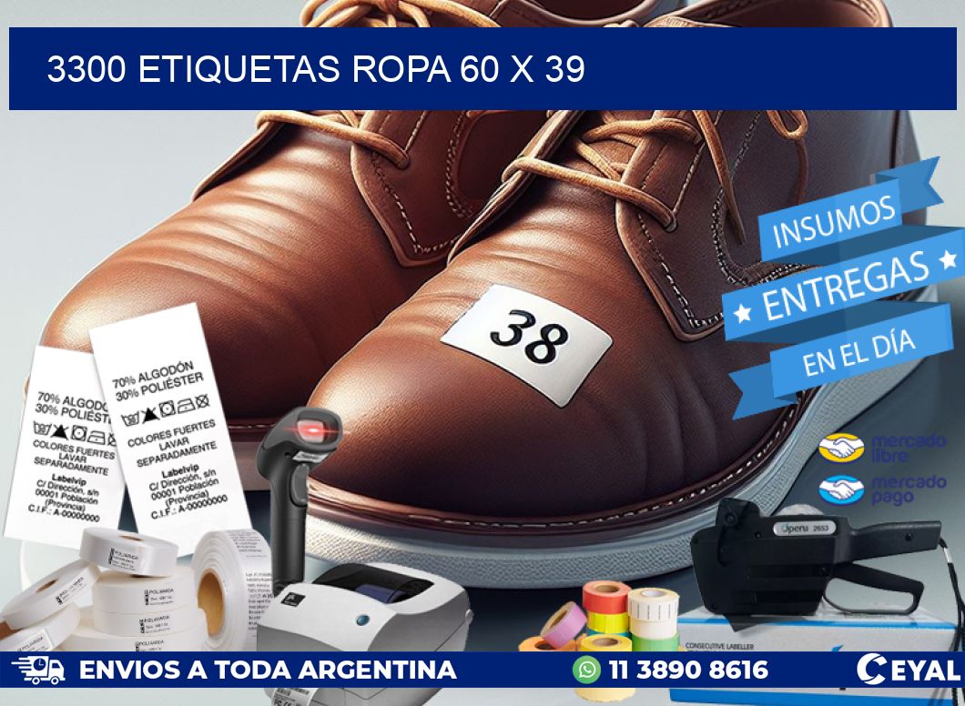3300 ETIQUETAS ROPA 60 x 39
