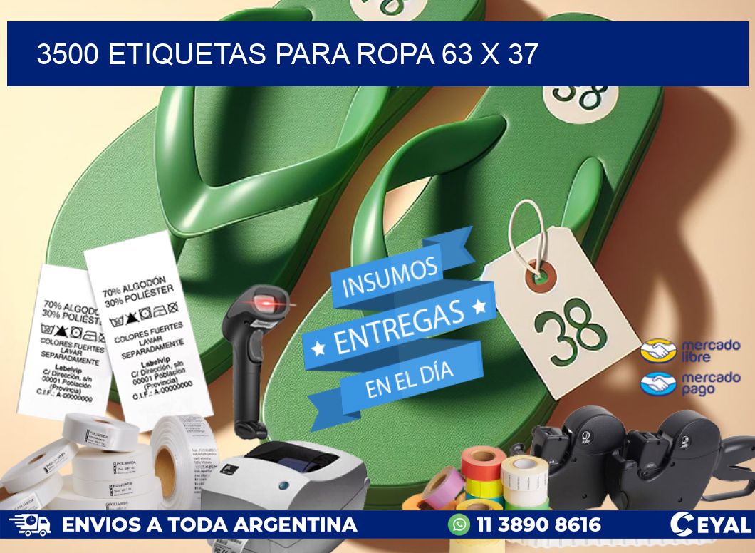 3500 ETIQUETAS PARA ROPA 63 x 37