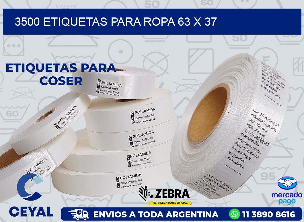 3500 ETIQUETAS PARA ROPA 63 x 37
