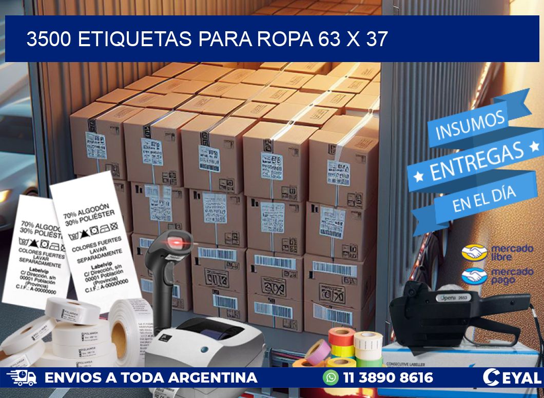3500 ETIQUETAS PARA ROPA 63 x 37