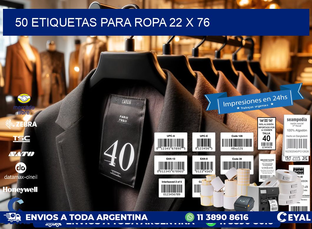 50 ETIQUETAS PARA ROPA 22 x 76