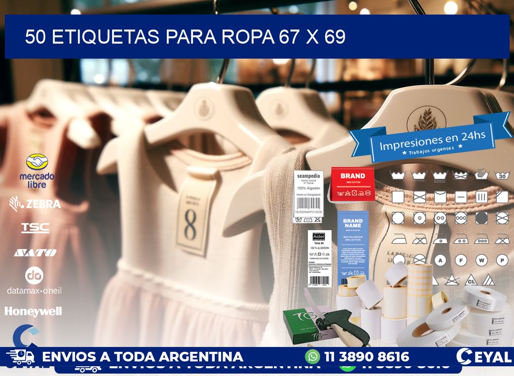 50 ETIQUETAS PARA ROPA 67 x 69