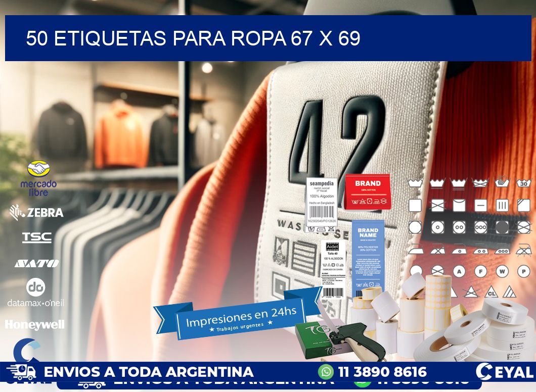50 ETIQUETAS PARA ROPA 67 x 69