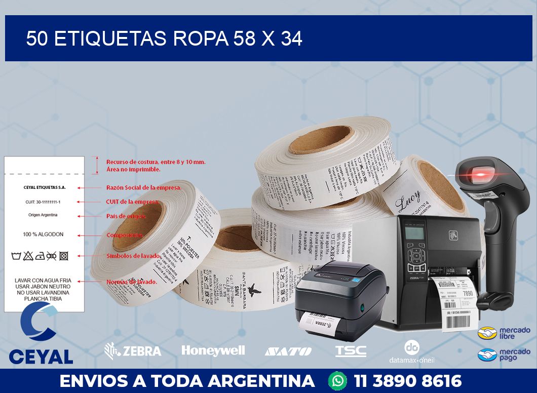 50 ETIQUETAS ROPA 58 x 34