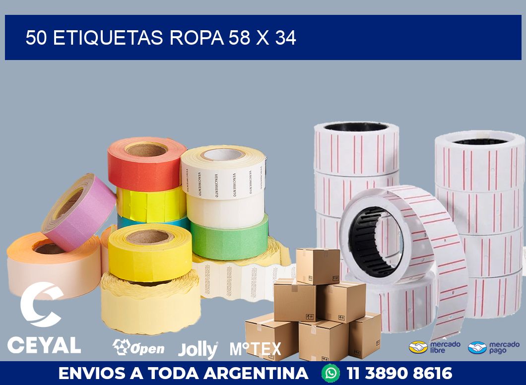 50 ETIQUETAS ROPA 58 x 34
