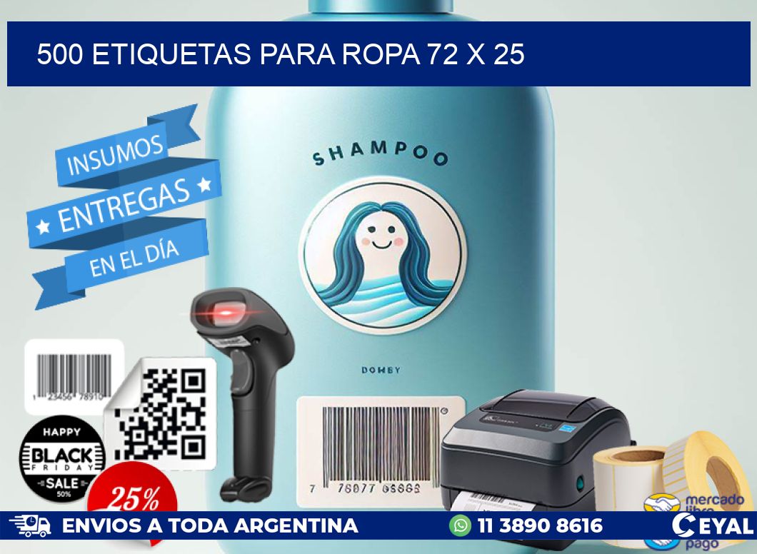 500 ETIQUETAS PARA ROPA 72 x 25