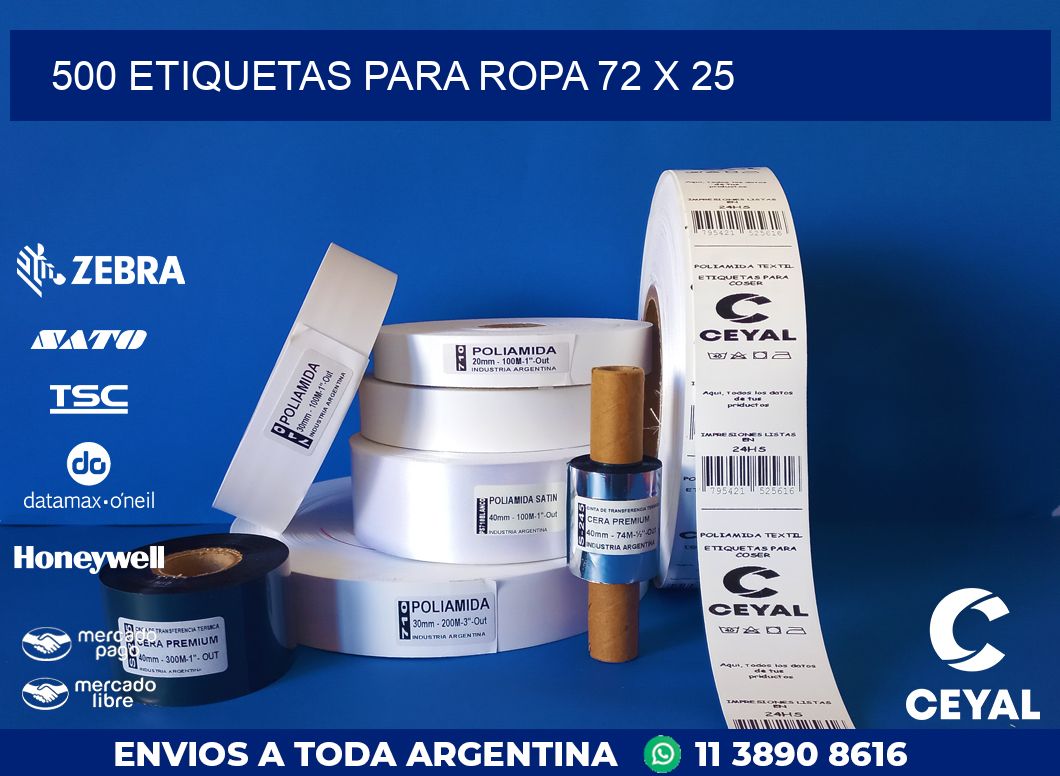 500 ETIQUETAS PARA ROPA 72 x 25