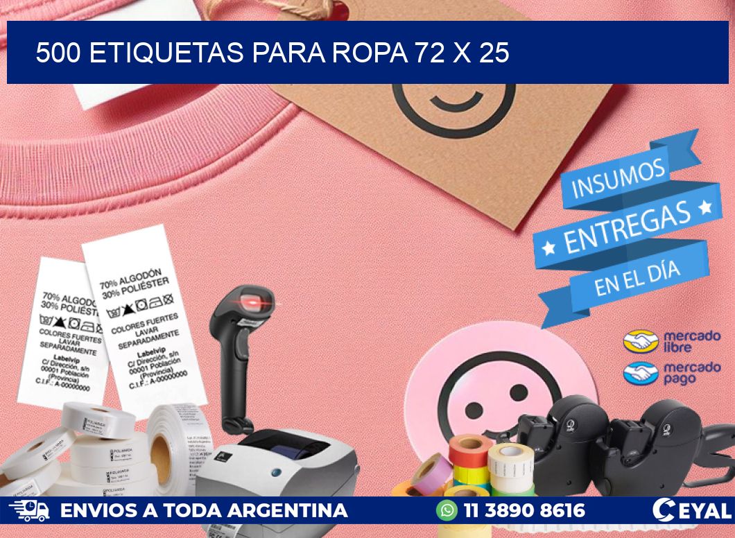 500 ETIQUETAS PARA ROPA 72 x 25