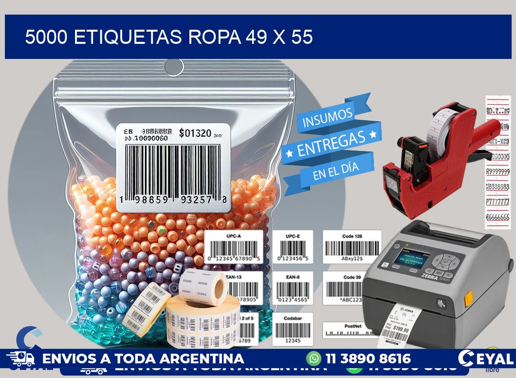 5000 ETIQUETAS ROPA 49 x 55
