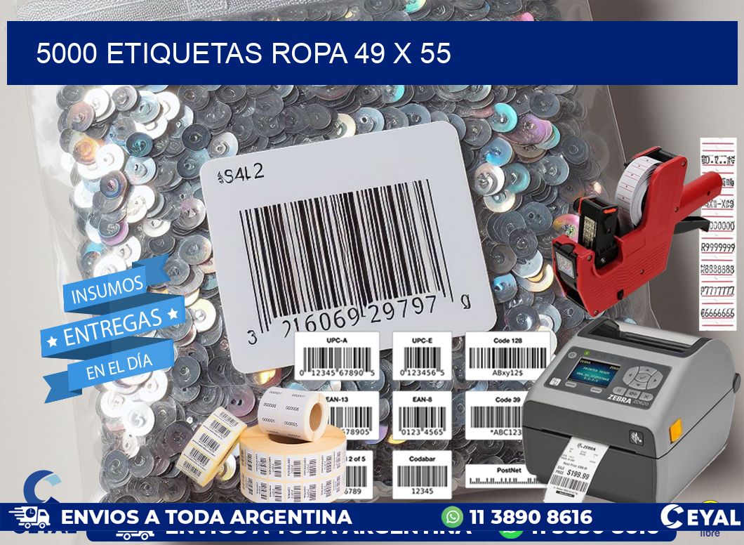 5000 ETIQUETAS ROPA 49 x 55