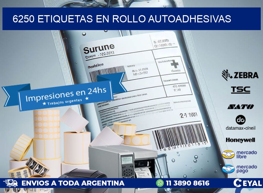 6250 ETIQUETAS EN ROLLO AUTOADHESIVAS