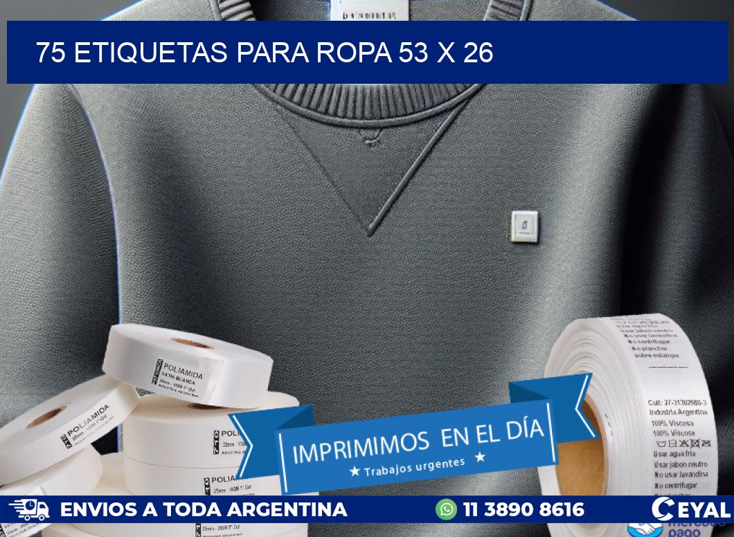 75 ETIQUETAS PARA ROPA 53 x 26