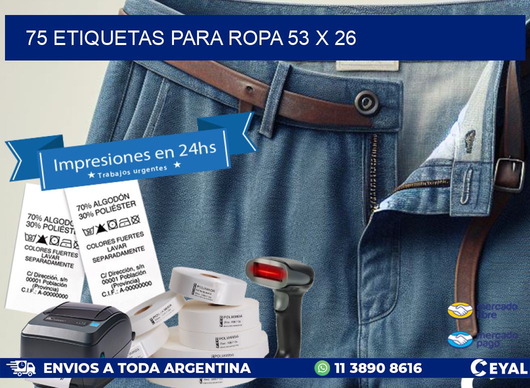 75 ETIQUETAS PARA ROPA 53 x 26