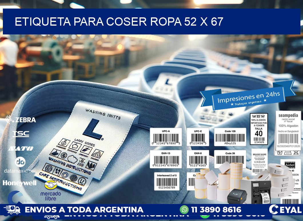 ETIQUETA PARA COSER ROPA 52 x 67