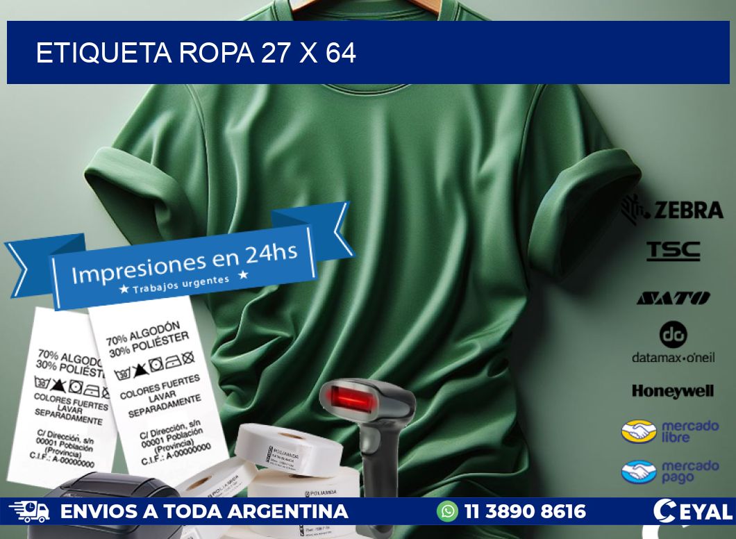 ETIQUETA ROPA 27 x 64