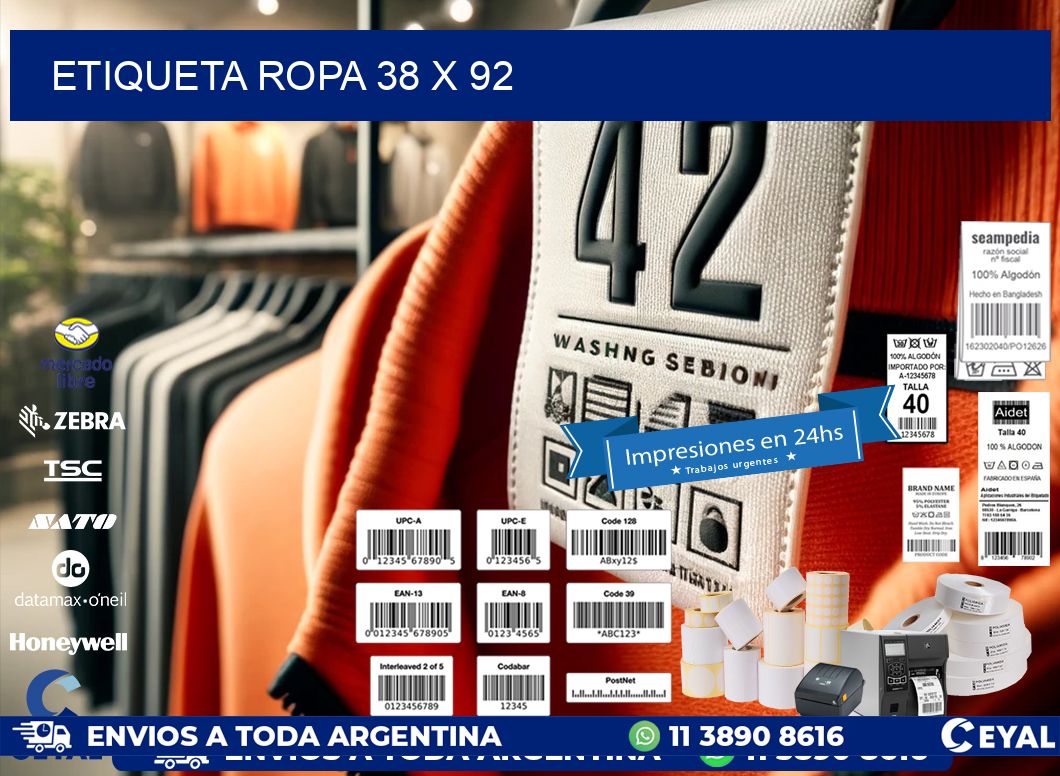 ETIQUETA ROPA 38 x 92