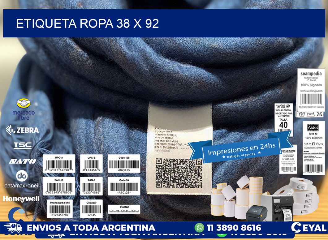 ETIQUETA ROPA 38 x 92