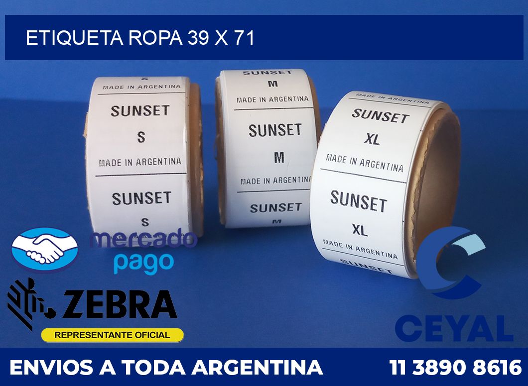 ETIQUETA ROPA 39 x 71