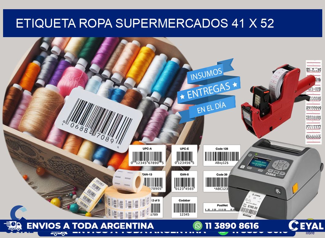 ETIQUETA ROPA SUPERMERCADOS 41 x 52