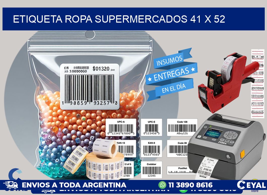 ETIQUETA ROPA SUPERMERCADOS 41 x 52