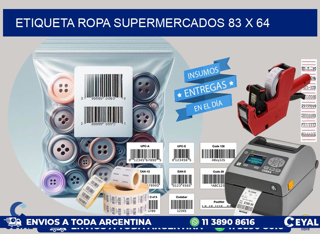 ETIQUETA ROPA SUPERMERCADOS 83 x 64