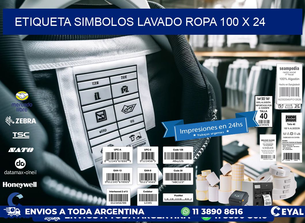 ETIQUETA SIMBOLOS LAVADO ROPA 100 x 24