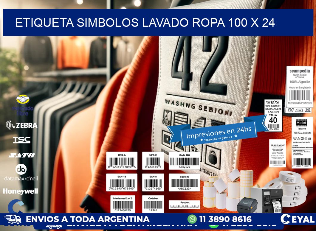 ETIQUETA SIMBOLOS LAVADO ROPA 100 x 24