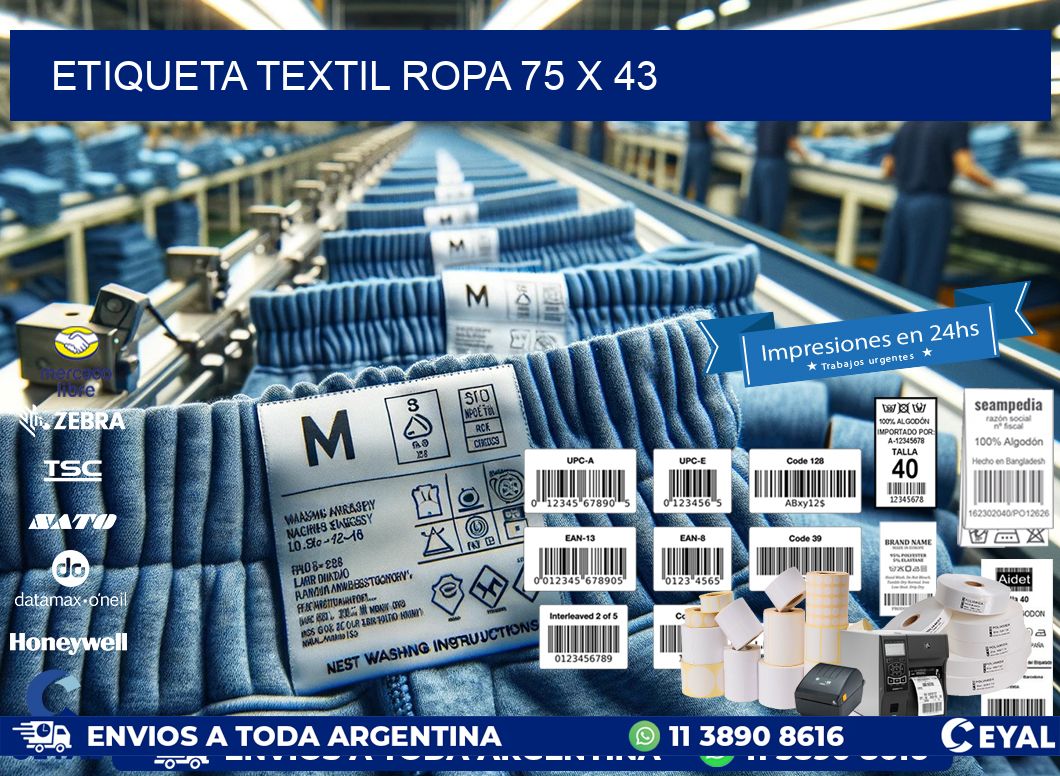 ETIQUETA TEXTIL ROPA 75 x 43